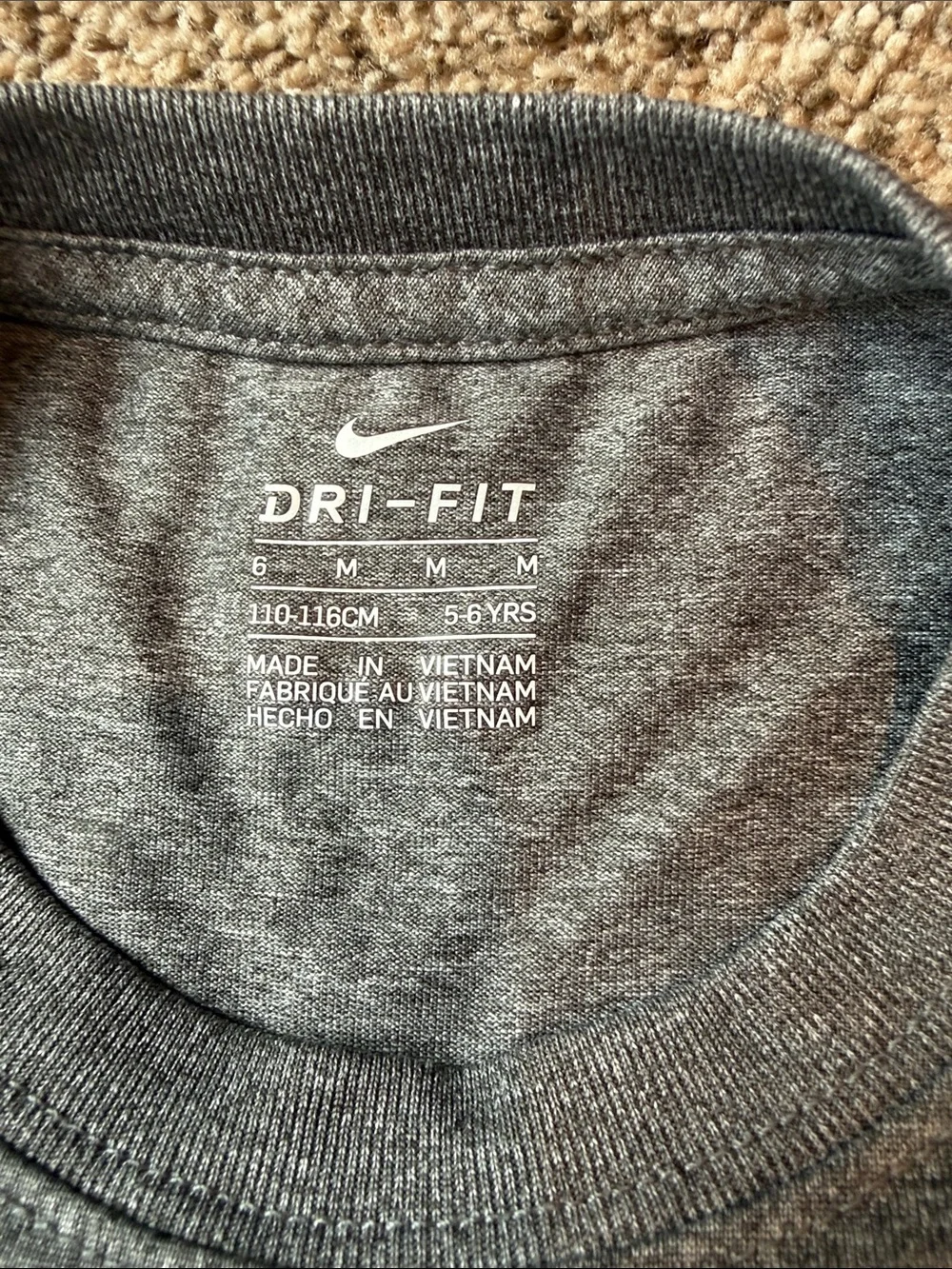 Nike | Gray Youth Dri-FIT Tee with Neon Yellow & Black Swoosh